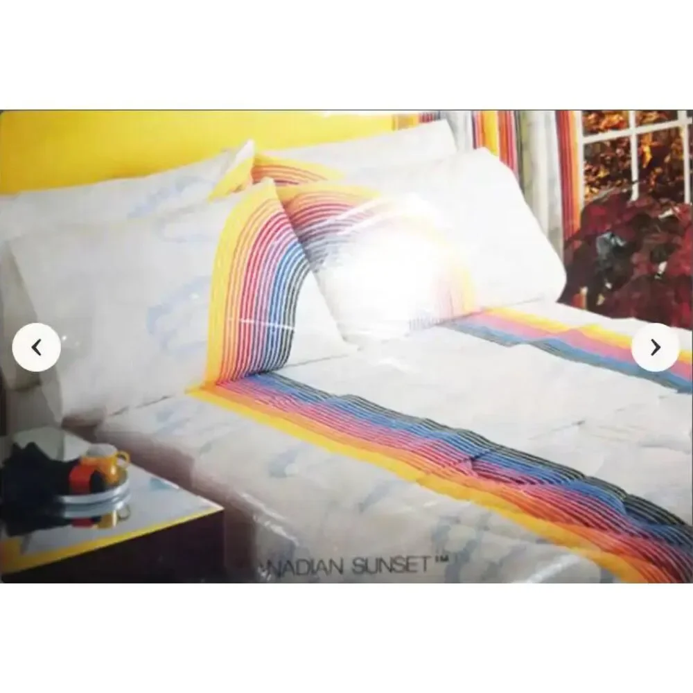 80s Pacific Canadian Sunset Rainbow & Clouds LGBTQ Vintage Full Double sheet set
